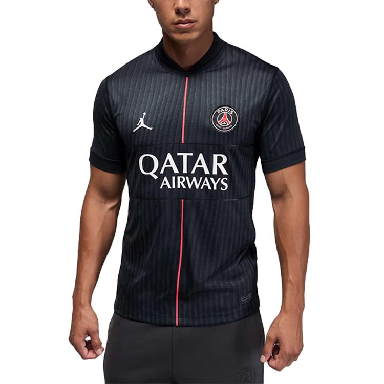 

Jordan Парі Сен-Жермен FW25 2025/26 Стадіонна четверта форма Кольоровий блок Пуловер V-подібний виріз Футболка з коротким рукавом Футбольна чоловіча топи HM3206-045 XL