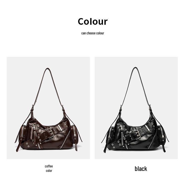 2026 Women's Retro Motorcycle Single Shoulder Bag - Large Capacity Versatile PU Leather Crossbody
