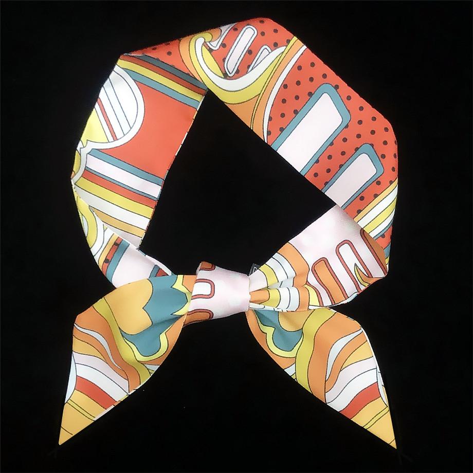 2024 New Design Dot Floral Stripe Skinny Brand Scarf For Women Hair Neck Silk Scarf For Ladies Foulard Headband Bag Scarves