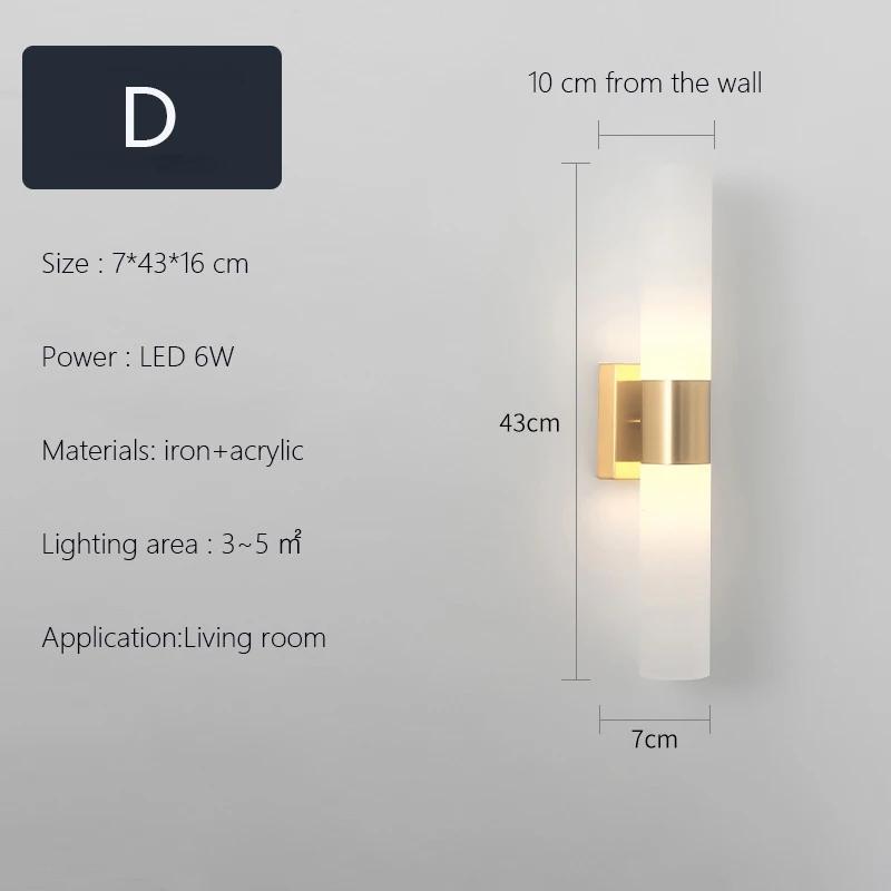 Glass Modern Wall Lamp Fixtures Creative Bedroom Bedside LED Wall Decor Sconce Light Lighting for Bedroom Living Room Home Decor