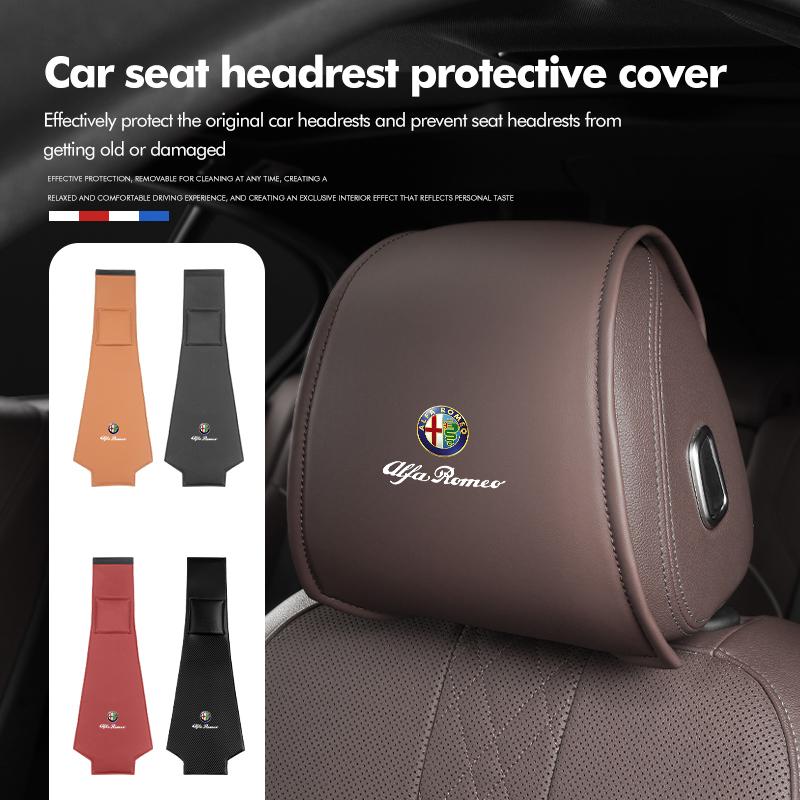 Car Seat Headrest Pillow Pad Protective Cover Accessories For Alfa Romeo 159 Giulietta Giulia 147 Mito 156 159 166 GT Stelvio ME1
