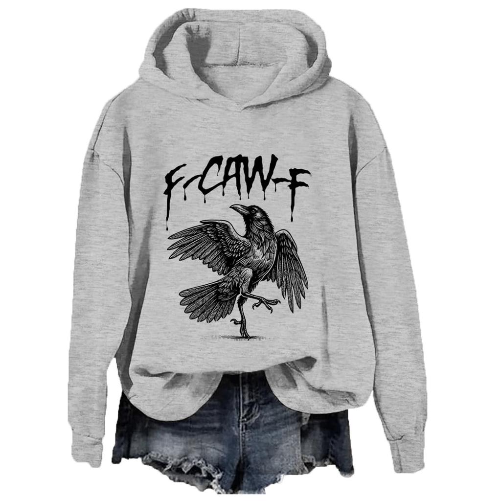 Ladies Fashion Casual Long Sleeve Printed Round Neck Hoodie Pullover Top