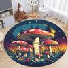 Round Black Carpet Dreamy Colored Mushroom Pattern Rug Living Room Bedroom Anti Slip Dirt Resistant Floor Mat Home Decoration