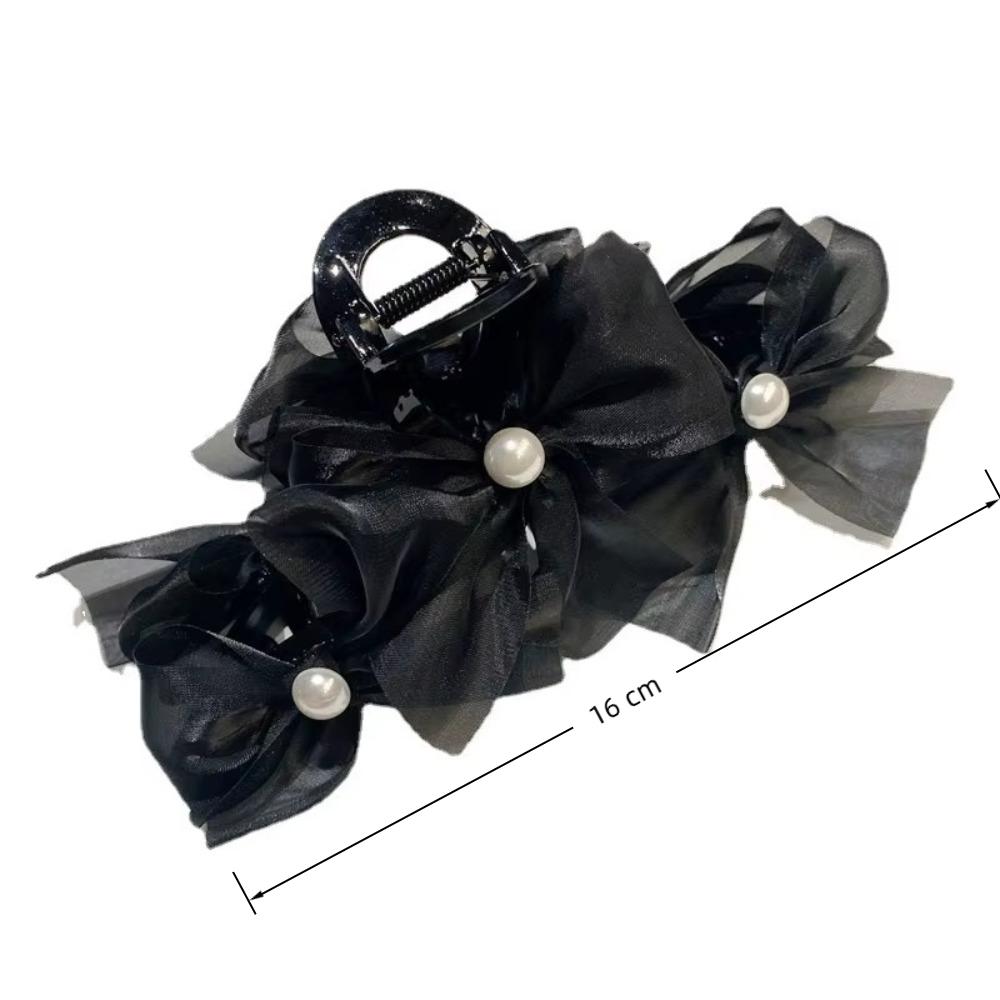 Mesh Hair Clip Large Bow Mesh Crab Hair Clip Sweet Bows Shark Clip  Hair Accessories