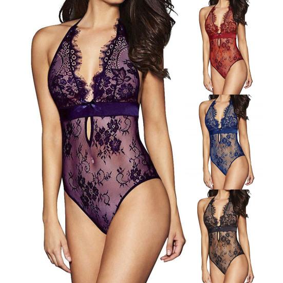 Hermoso body pijama halter sin espalda atractivo ver a través de ropa interior de malla para club nocturno