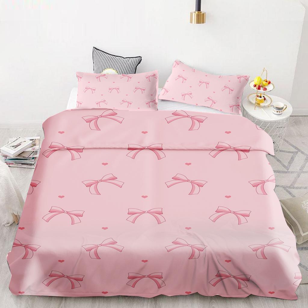 Schleife Bettbezug Set Bettdecke Bettwäsche 3D Kinderbettwäsche Set 3-teilig 1 Bettdeckenbezug King Size