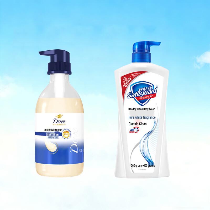 Dove Intensive Nourishing Shampoo & Safeguard Body Wash Set