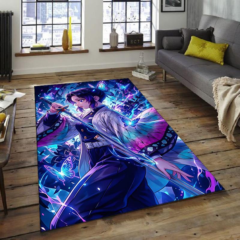 Kochou Shinobu Design Area Rug - Non-Slip, Soft & Cozy Floor Mat for Living Room, Bedroom, Office - Indoor/Outdoor Decorative Carpet