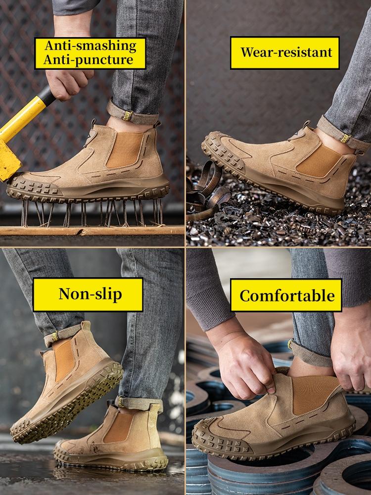 Sicherheitsschuhe für Herren, mit Stahlkappe, für Schweißer, stichsicher, funkensicher, Arbeitsstiefel für Herren, Bauschuhe mit Anti-Smash-Funktion