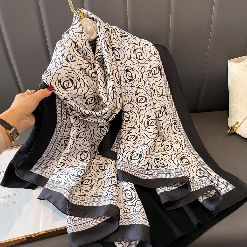 The new printing silk scarf spring and summer outside take sunscreen scarf beach towel thin section warm neck temperament versatile ladies
