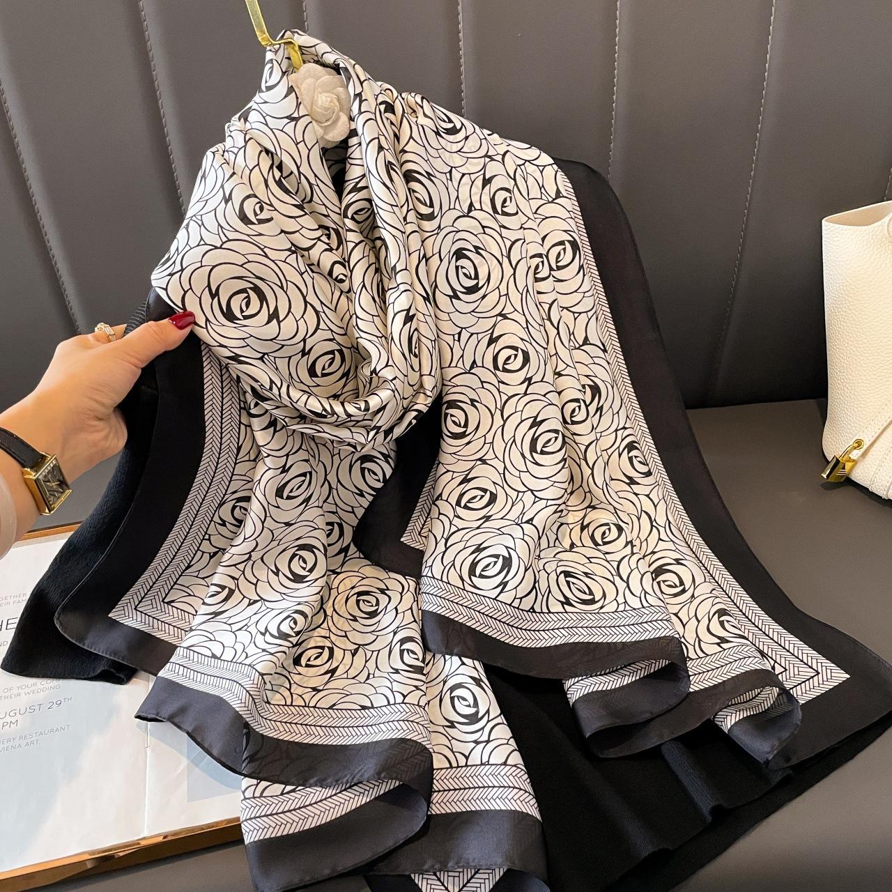 

Новый шелковый платок с принтом весна и лето для улицы солнцезащитный шарф пляжное полотенце тонкий теплый для шеи темпераментный универсальный женский 90*180CM