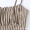 Women's New European and American Fashion Striped Poplin Splicing Suspender Dress