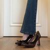 Sheepskin Version~ Retro Literary and Artistic Temperament Commuting Versatile Thick Heel High Heels Women's Fashion Elegant Bow Single Shoes