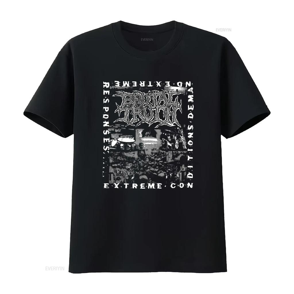 BRUTAL TRUTH Extreme Conditions Demand Responses T Shirt for Rock Band Punk Style Cool Print vintage Washed Casual fashion