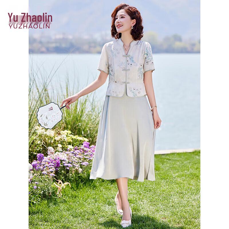 Yuzhaolin Women s Summer New Chinese Style Short-Sleeve Dress XXXL