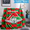 Custom Name White Stripes Soccer Team Blanket Lightweight Ideal Bedding Blanket Perfect for Travel, Camping, Living Rooms, Sofas, Christmas Gift