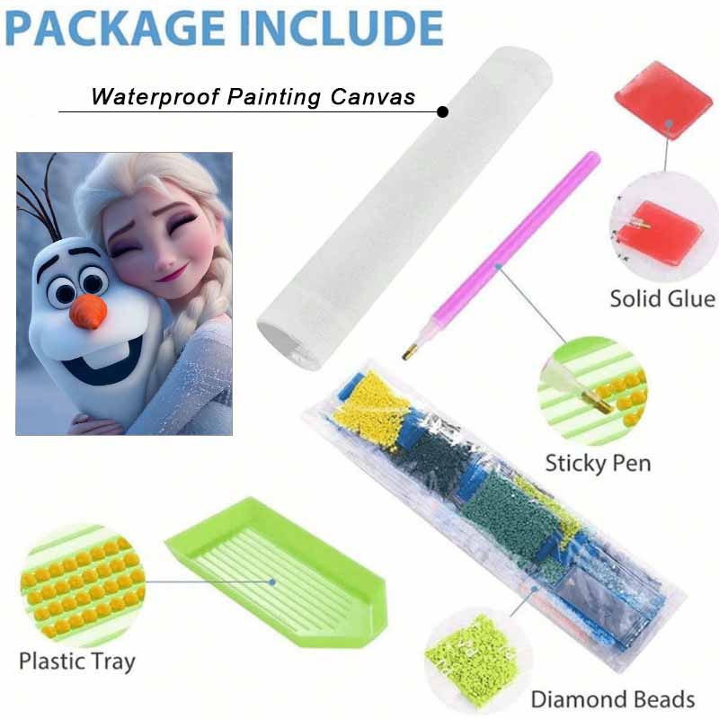 Disney Diamond Art Painting Kit – Elsa Olaf Sparkling Scene Craft, Home Wall Decor, Handmade Gift