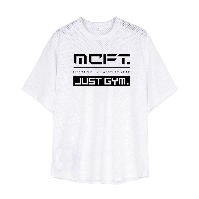 

Muscleguys Мужская спортивная одежда Спортивная молодежная с короткими рукавами Тонкие дышащие летние сетчатые топы для фитнеса Футболки из полиэстера с графическим рисунком XXL белый