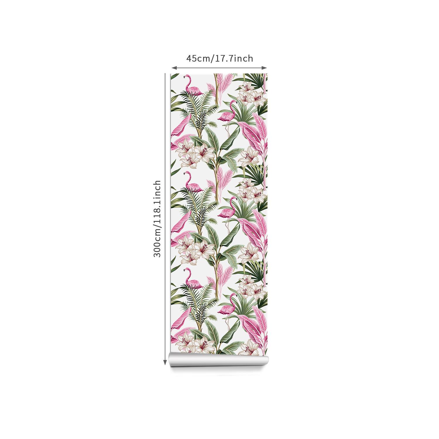 Nordic Flowers and Green Plants Self-adhesive Wall Stickers, Waterproof Art Living Room Sofa TV Background Wall Decorative Stickers 45*300CM