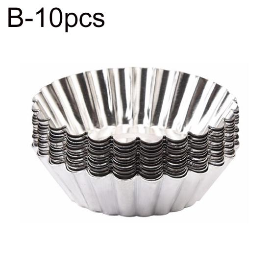 10Pcs Aluminum Alloy Non-stick Egg Tart Mold Cupcake Muffin Cookie Baking Mould