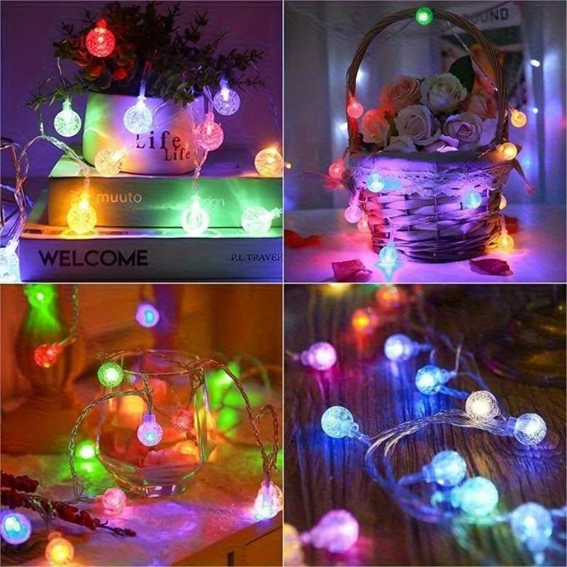 Led Crystal Globe Lights USB/Battery Operated Led Ball String Lights Waterproof Festoon Fairy Light for Garden Christmas Decor