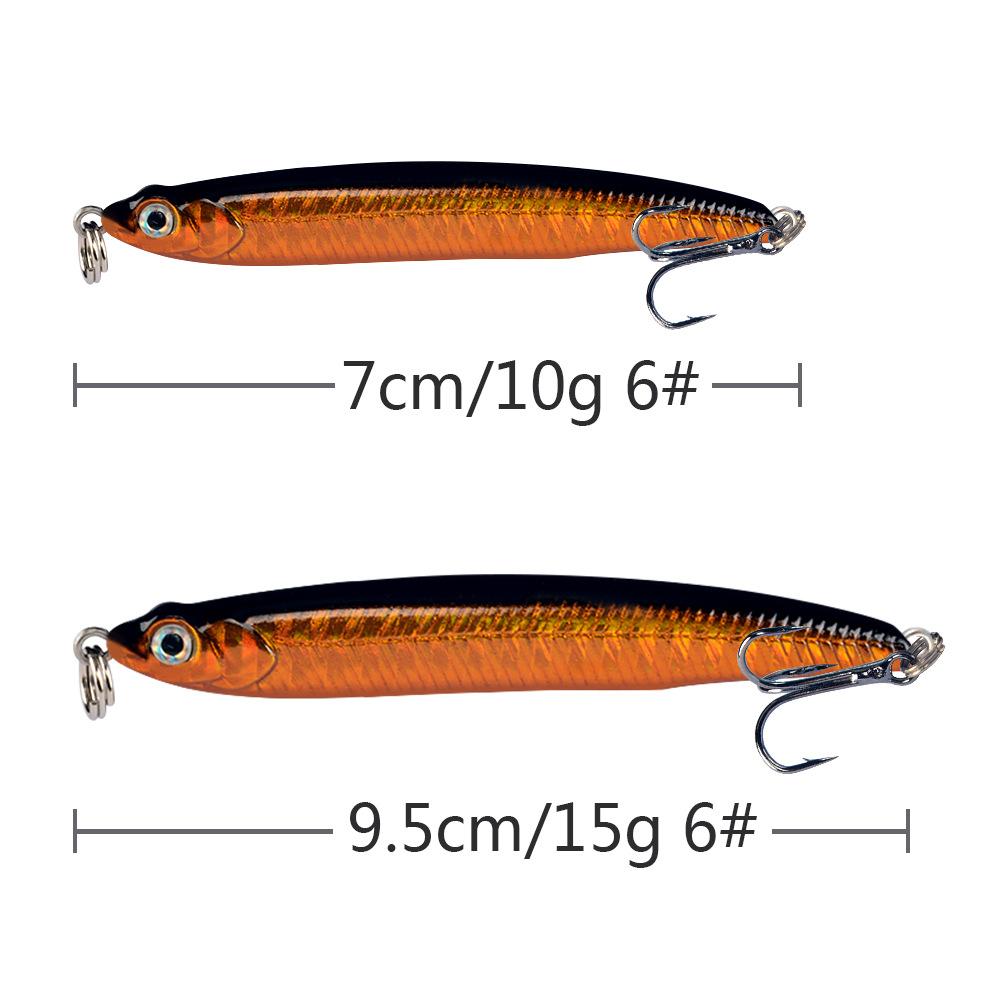 Bullet Head Sinking Pencil Bait Long Casting Lure Fish Shape Hard Bait for Bass Pike Saltwater Freshwater Fishing with 3D Eyes and Sharp Hooks