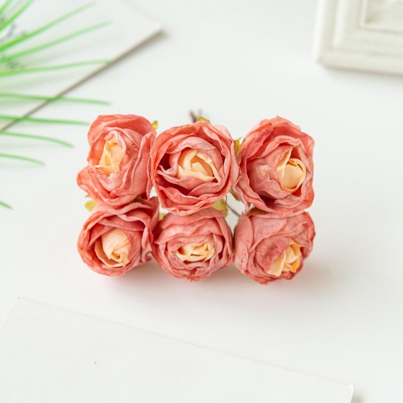 

6 шт. Искусственные цветы Поддельная шелковая роза для рождественского венка Аксессуар Домашняя цветочная композиция Свадебный букет невесты Украшение