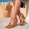 Women's Shoes Gold High Heel Sandals Women's Alien Heel High Heel Shoes Fashion Square Head Buckle Simple High Heel Sandals Women's