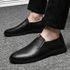 Men's Casual Cowhide Slip-on Loafers - Spring and Autumn Leather Shoes, Large Size Lazy Fit