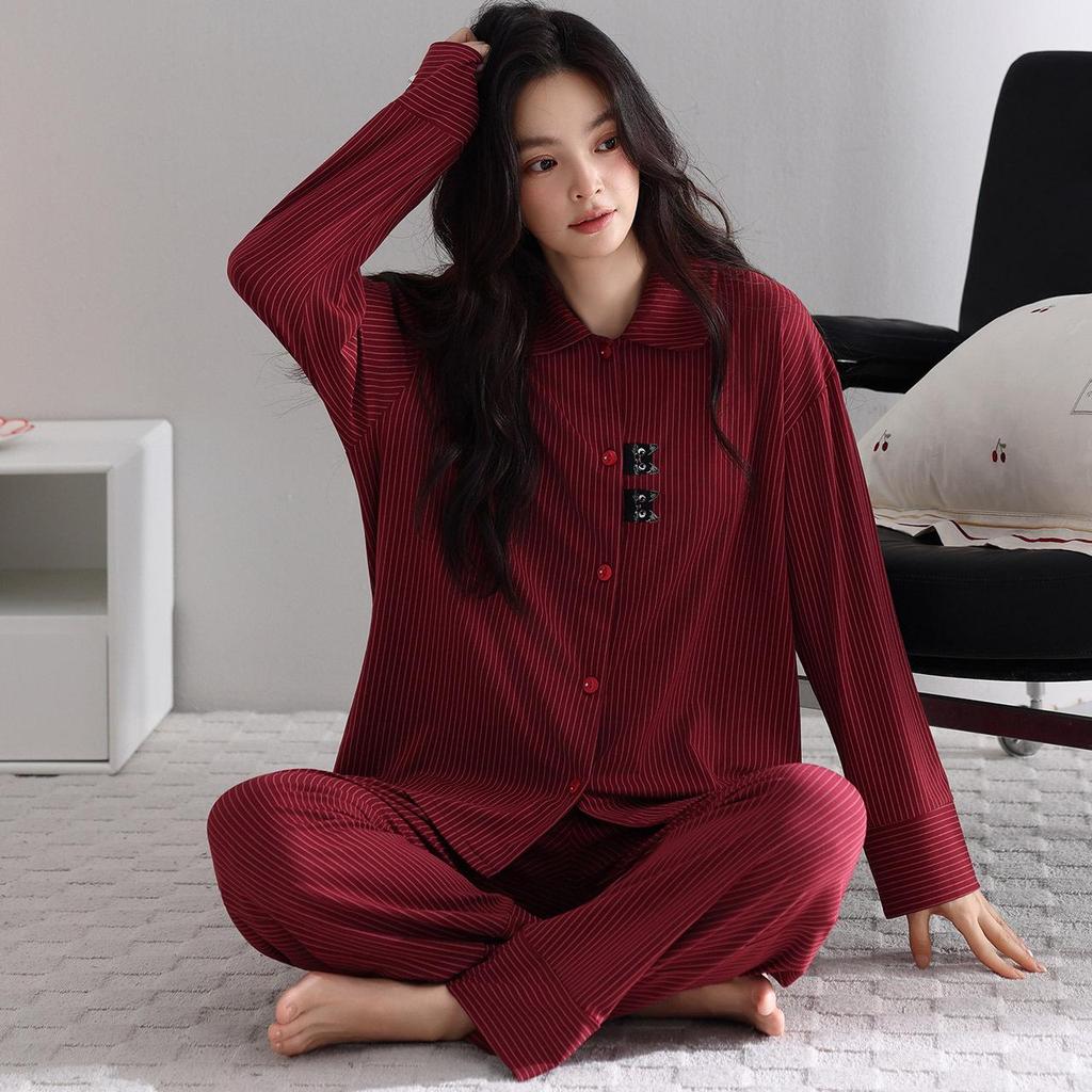 Modal Women's Long Sleeve Cardigan and Pants Pajama Set - Autumn Casual Style