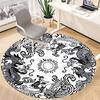 1pc Dragon Phoenix Circle Chair Carpet for Office, Round Non Slip Durable Large Size Office Carpet, Suitable for Office