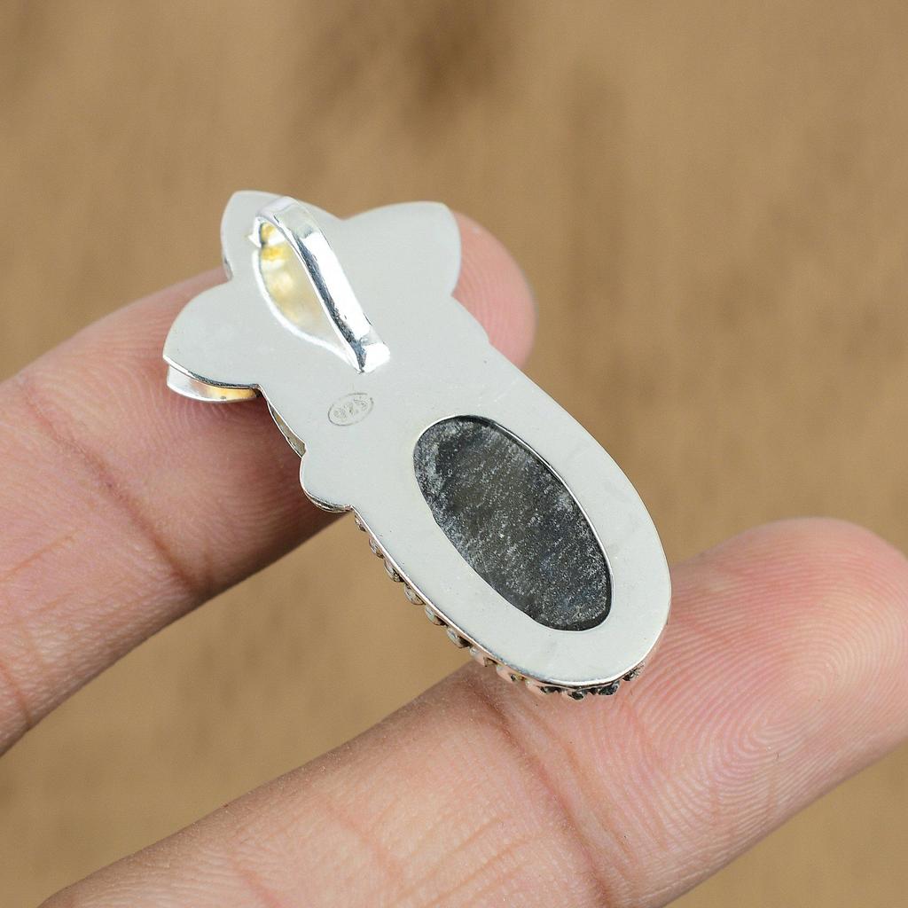 Birthday Gift For Her Natural Geode Agate Druzy Pendant Flower 925 Silver