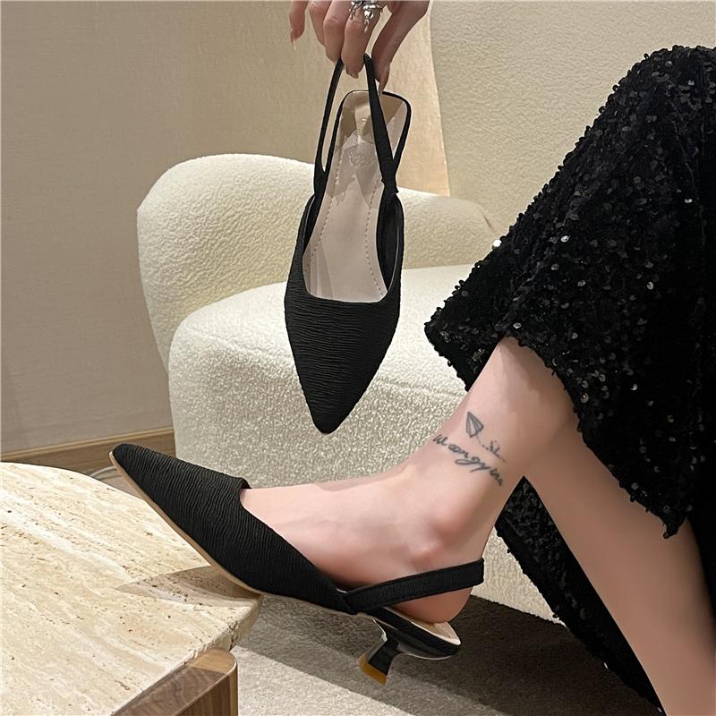 New Style Sandals Women Summer Shoes Short Heels Ankle Strap Woman Work Casual Shoes Brand Sexy Basic Sandals Plus Size 35-42