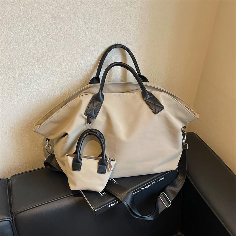 Borsa a Tote in Tela di Grande Capacità per Donna, Borsa a Spalla Casual con Manico in Pelle