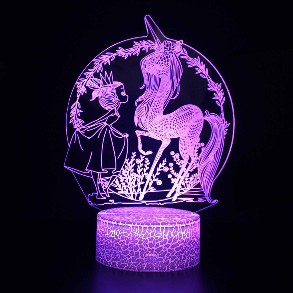 Acrylic Unicorn Night Light with Remote and Touch Control