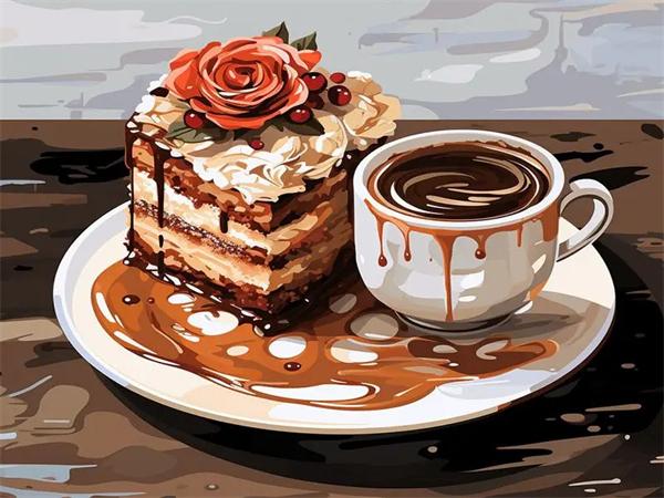 Full Square Round 5D Diamond Painting Coffee Cake Home Decor Embroidery Mosaic Food Landscape Wall Art