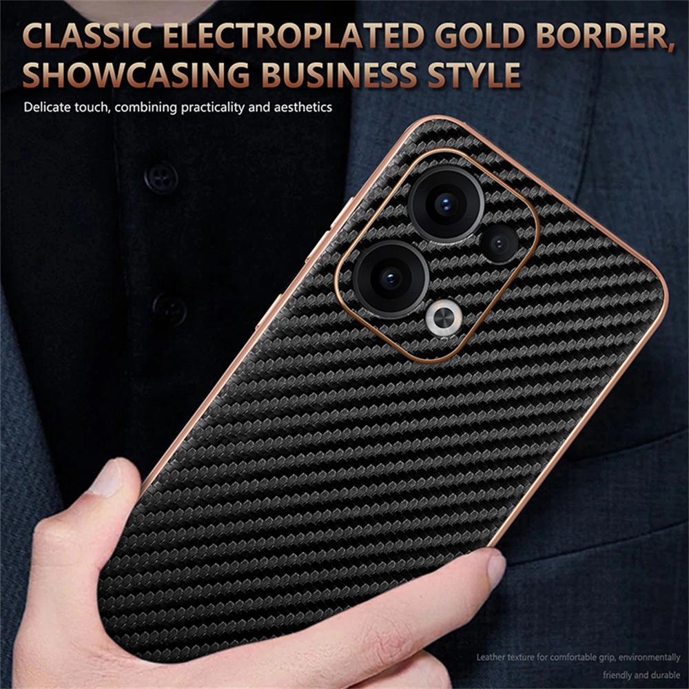 AZNS For Oppo Reno13 5G (Global) Case Electroplating Carbon Fiber Texture PU + TPU Phone Cover