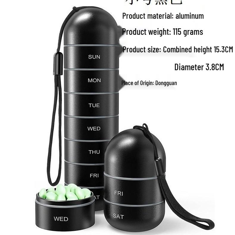 Compact Metal Weekly Pill Box for Travel and Elderly - Convenient, Sealed, Portable Storage