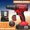 28V 48Nm Cordless Electric Drill Driver Set Screwdriver + Li-lon Battery And Charger AC100-240V