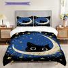 Black Cat Pattern Bedding Quilt Set Quilt Cover Pillowcase Home Decoration Birthday Gift (1 * Duvet Cover + 2 * Pillowcase, Without Core)