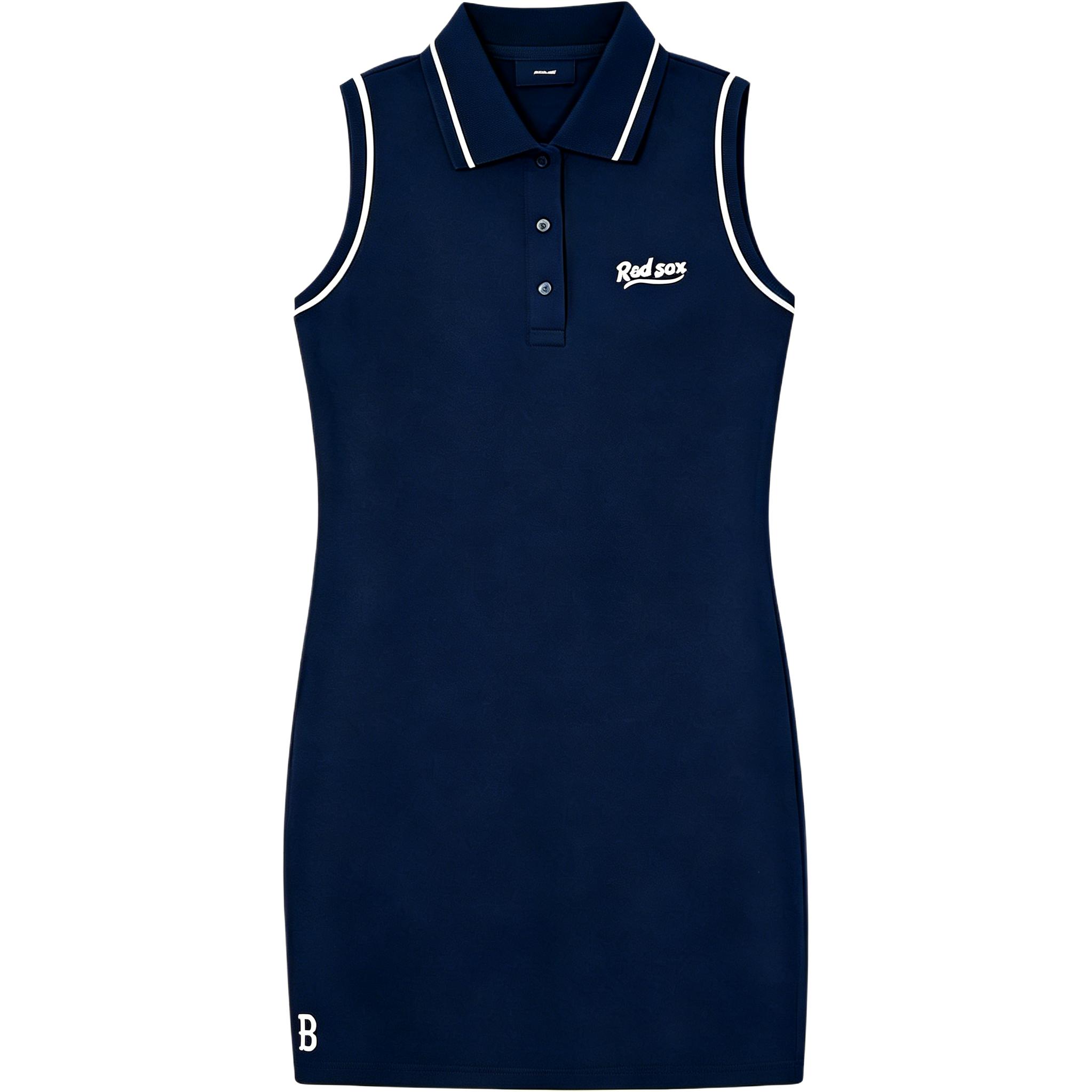MLB Boston Red Sox SS26 Kühlendes Gefühl Einfarbig Polo-Stil Einfach Klassisch Kontraststreifen Lässiges Ärmelloses Kleid Damenkleider 3FOPV0263-43NYS S black