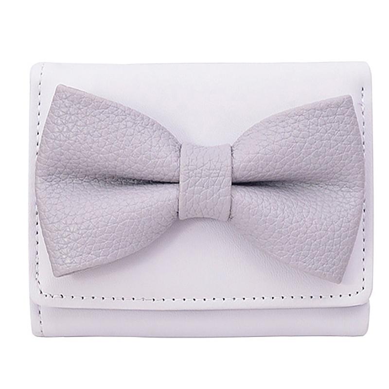 1 шт. Простой кошелек из искусственной кожи с милым бантом, короткий, с принтом, в корейском стиле, складной кошелек, кошелек для монет, сумка для банковских карт, держатель для карт, для девочек фиолетовый