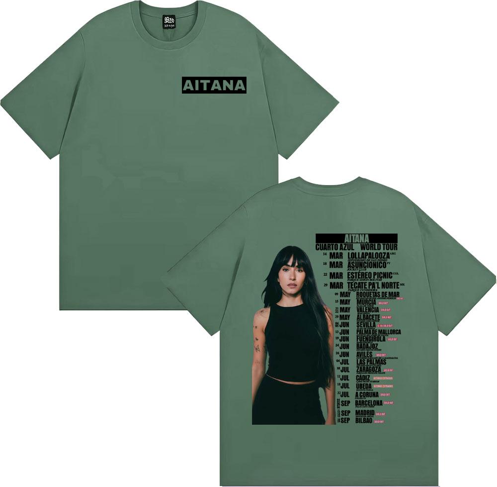 Aitana Cuarto Azul Wdrld Tour 2026 T-Shirts Herren Damen Hip Hop Hipster High Street T-Shirt Lässig 100% Baumwolle Kurzarm T-Shirt