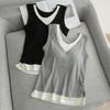 Large Color Block V-Neck Camisole with Integrated Chest Pad for Women
