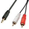 Câble Audio RCA - Lindy - 3 M - 2x RCA Mâle - 1x Jack 3,5mm Mâle - Contacts Plaqués or