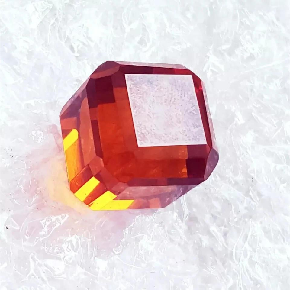 Fabulous Brazilian Orange Topaz A+ Natural Cube Cut 94-96 Ct Certified Gemstone