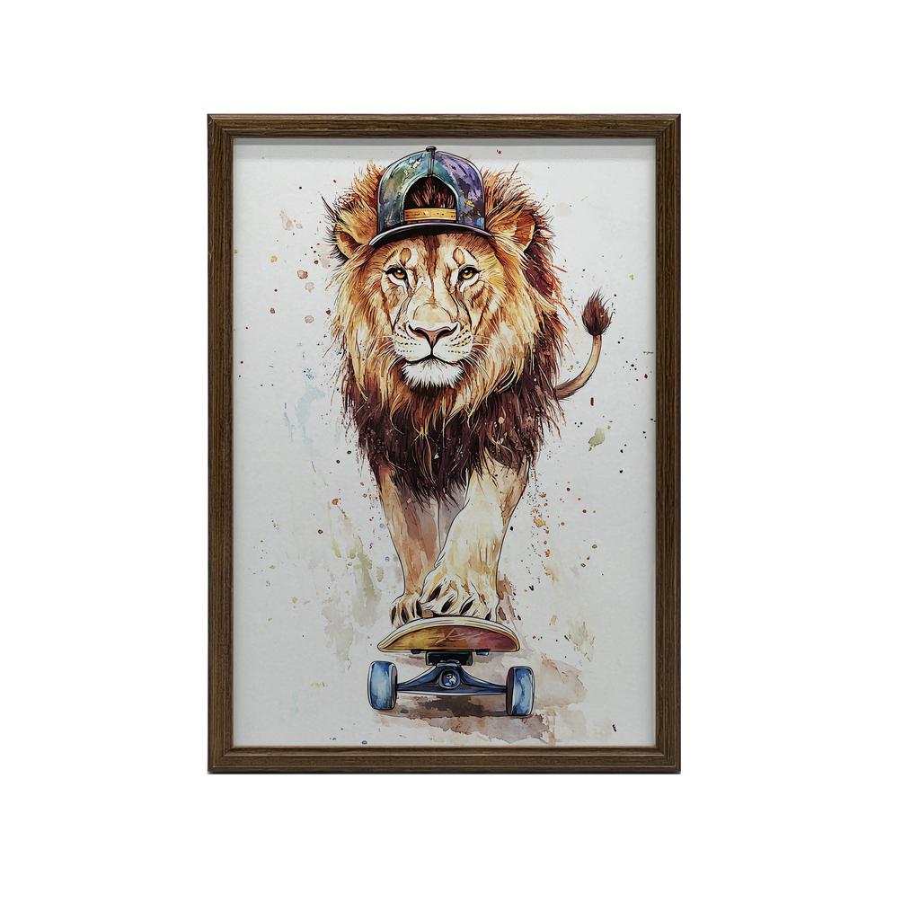 Lion On a Skateboard Poster Lion On a Skateboard Poster, 70X100 Cm, Frameless, Matte Paper 230 Gsm
