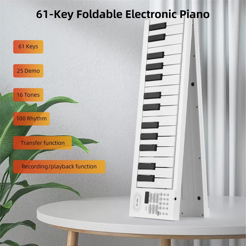 61-Tasten faltbares elektronisches Klavier Multifunktionale elektronische Klaviatur LED-Anzeige Wiederaufladbarer Akku für Anfänger