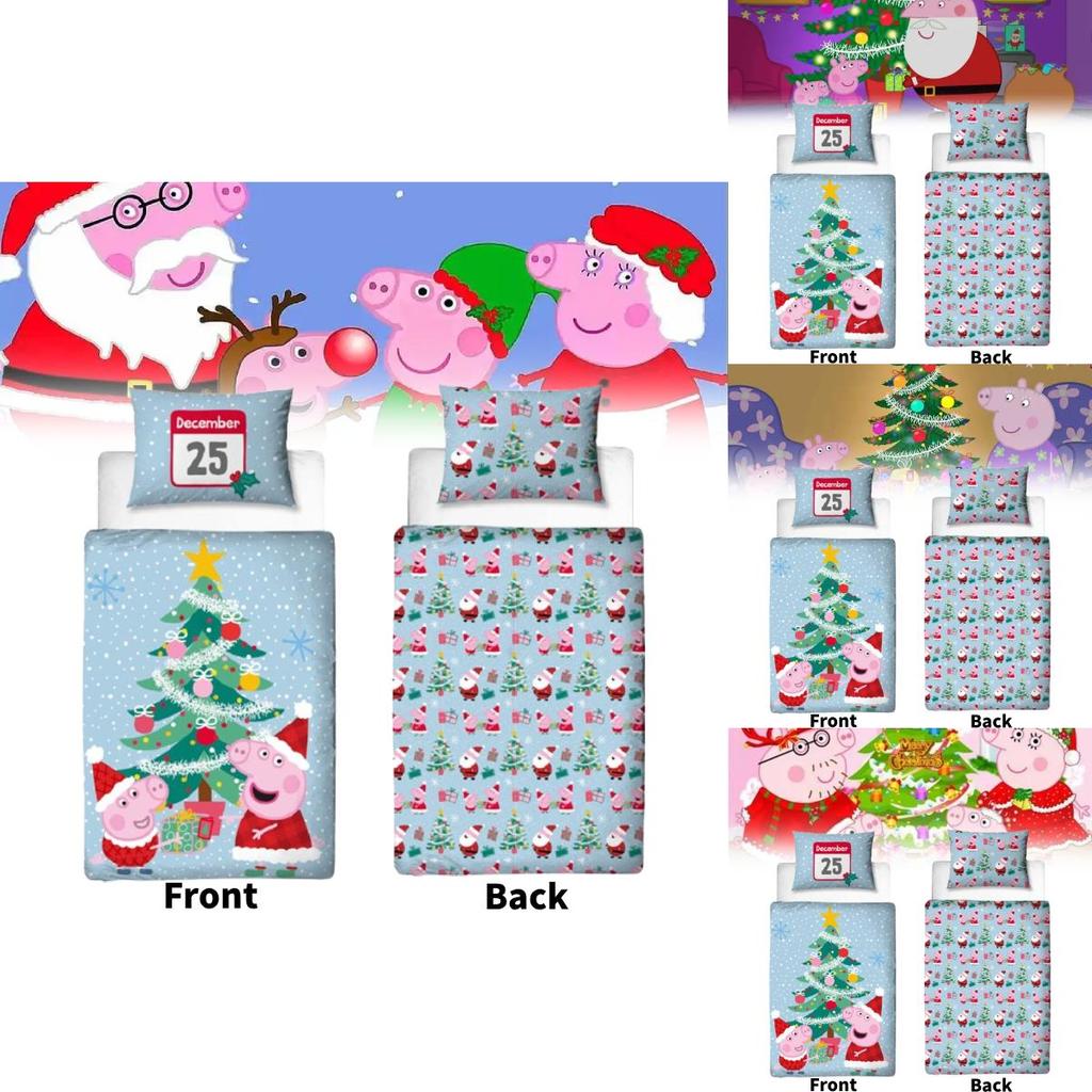 Peppa Pig Christmas Festive Print Bedding Set For Kids Bedroom Decor