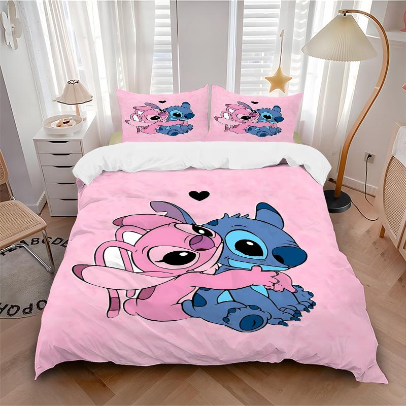 Stitch Angel Print 3Pcs Bedding Setduvet Cover With 2 Bedropillowcase Home Birthday Gift